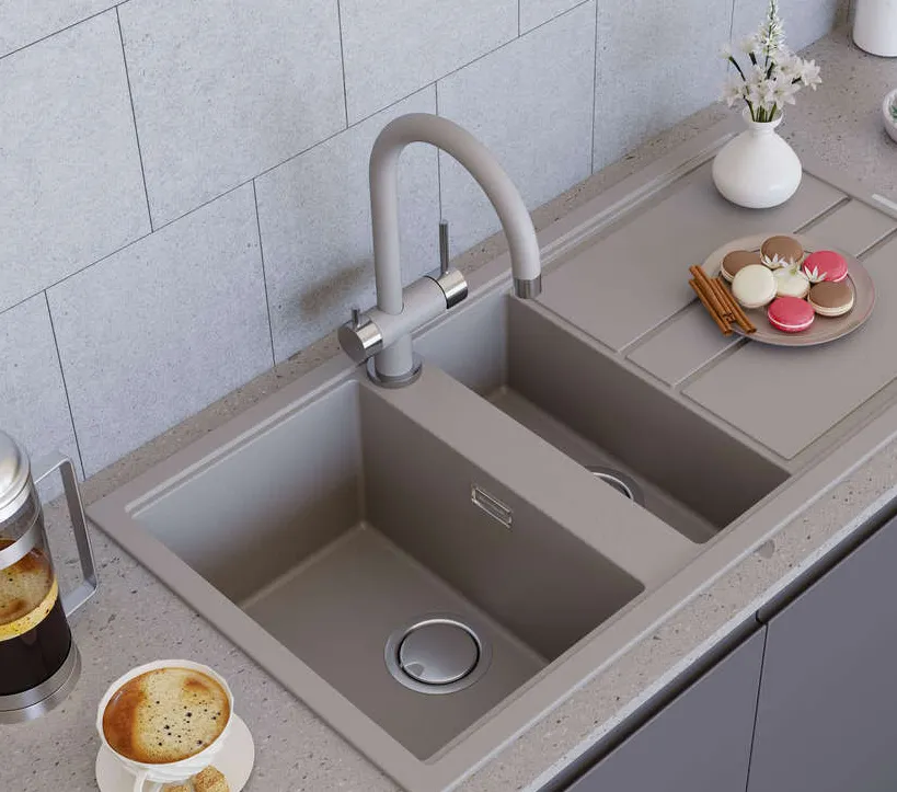 Детальное фото товара: Omoikiri Kitagawa 100-2-GR, мойка, керамика, leningrad grey
