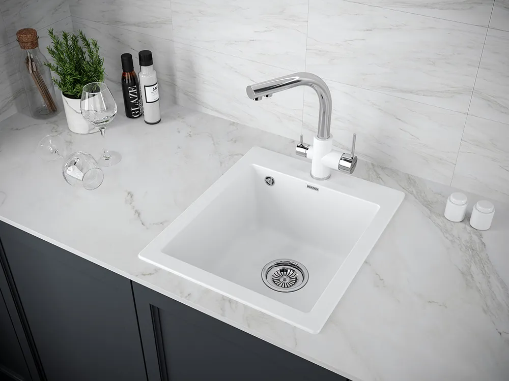 Детальное фото товара: Paulmark KANTE 40, мойка, гранит, белый