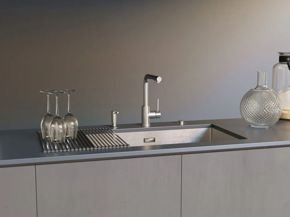 Детальное фото товара: Omoikiri Taki 74-U/IF-GM, мойка, нержавеющая сталь/вороненая сталь