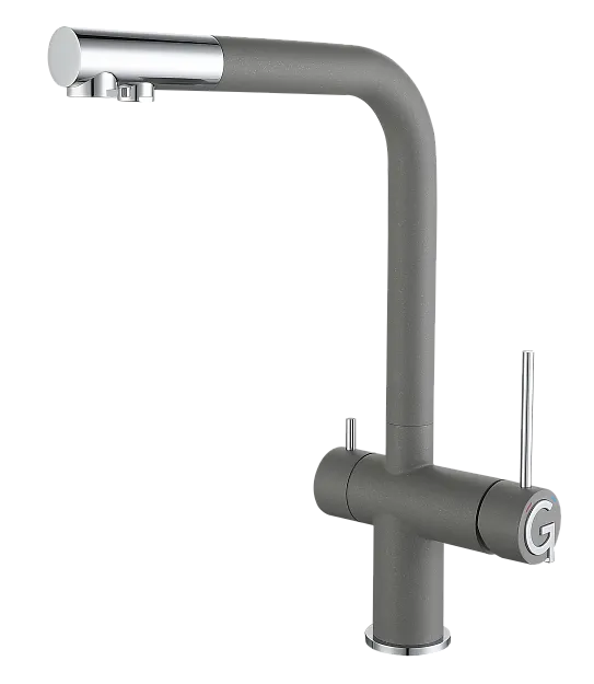 Фото товара: Rivelato LUGANO 1523513 grigio/cromo, смеситель, гранит, серый/хром