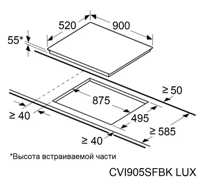 Детальное фото товара: Maunfeld CVI905SFBK LUX Inverter индукционная поверхность