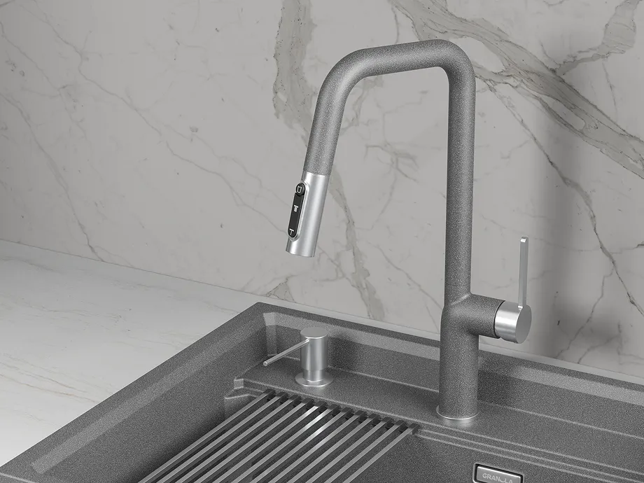 Детальное фото товара: GRANULA 9011 смеситель, нержавеющая сталь, графит