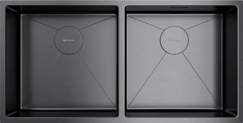 Фото товара: Omoikiri Taki 86-2-U/IF GM, мойка, нержавеющая сталь/вороненая сталь 