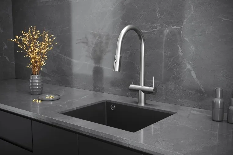 Детальное фото товара: KUCHENSTERN BRUNN-FS, смеситель, нержавеющая сталь