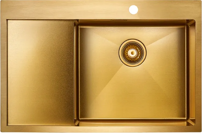 Детальное фото товара: Paulmark VELTEN 78F, мойка, нержавеющая сталь, брашированное золото, правая