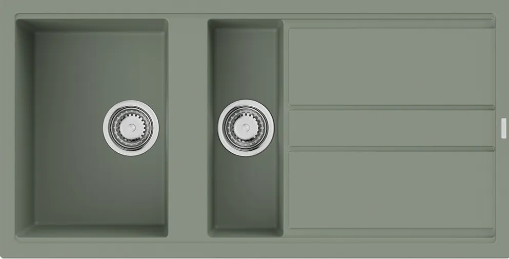 Детальное фото товара: Omoikiri Kitagawa 100-2-WG, мойка, керамика, ветреный зеленый