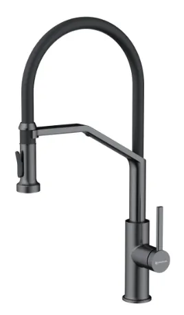 Фото товара: Omoikiri Makkari 2 Plus-SB-GM-BL, смеситель, вороненая сталь/черный