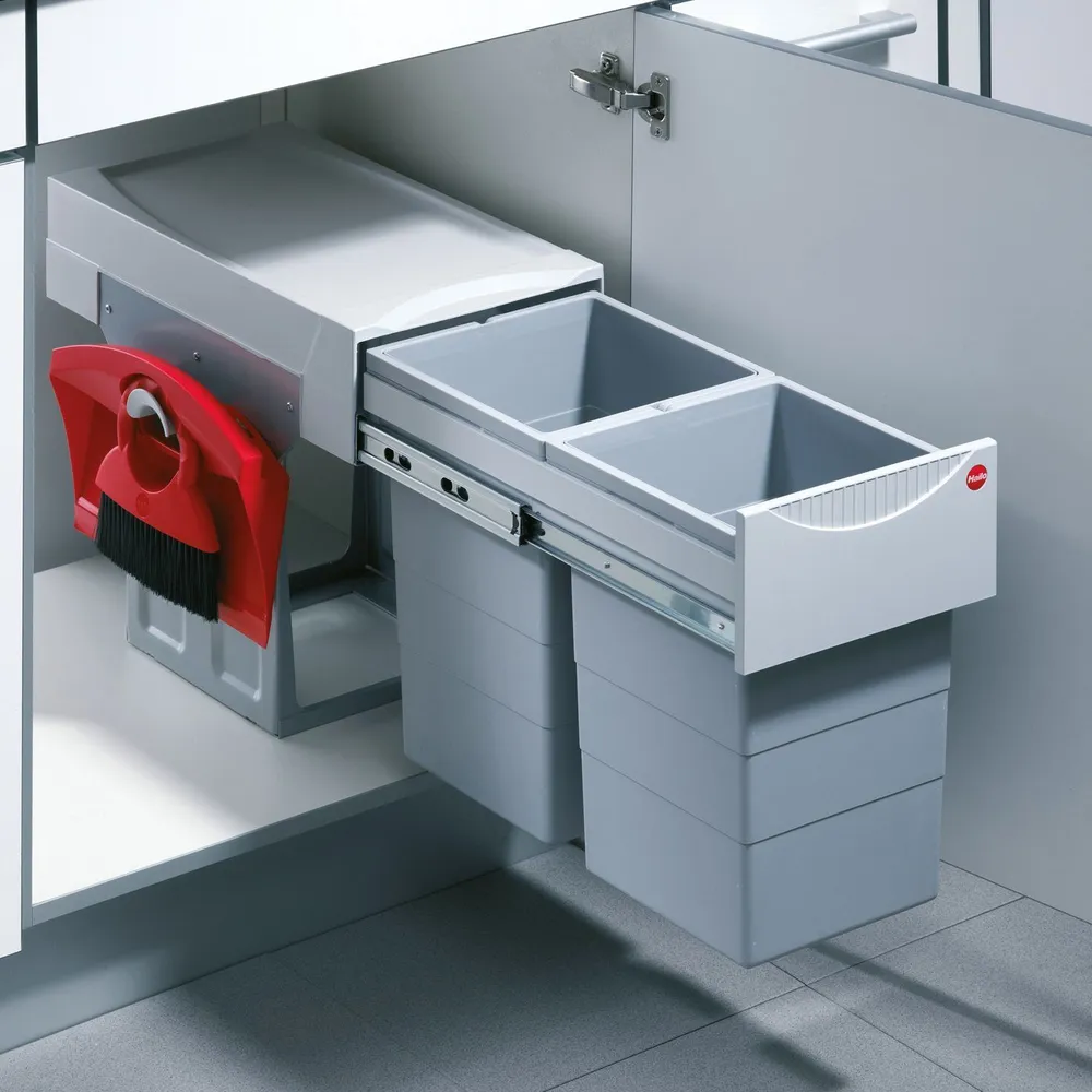 Фото товара: Hailo Tandem выдвижная мусорная система 2 ведра по 15 л