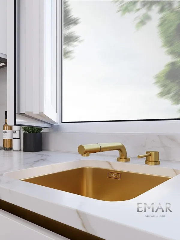 Детальное фото товара: Emar EC-7027 PVD Golden, смеситель, золото