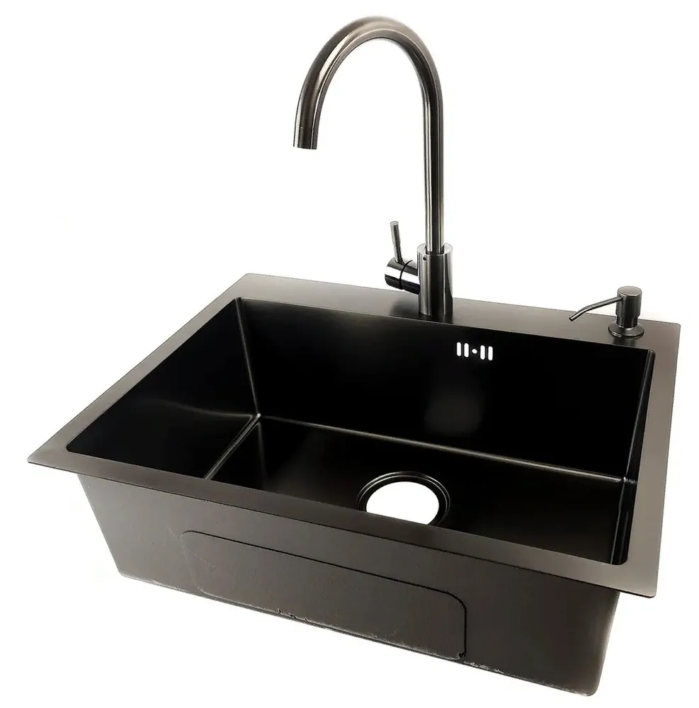 Детальное фото товара: Emar EMB-119 PVD Nano Dark, мойка, нержавеющая сталь, вороненая сталь