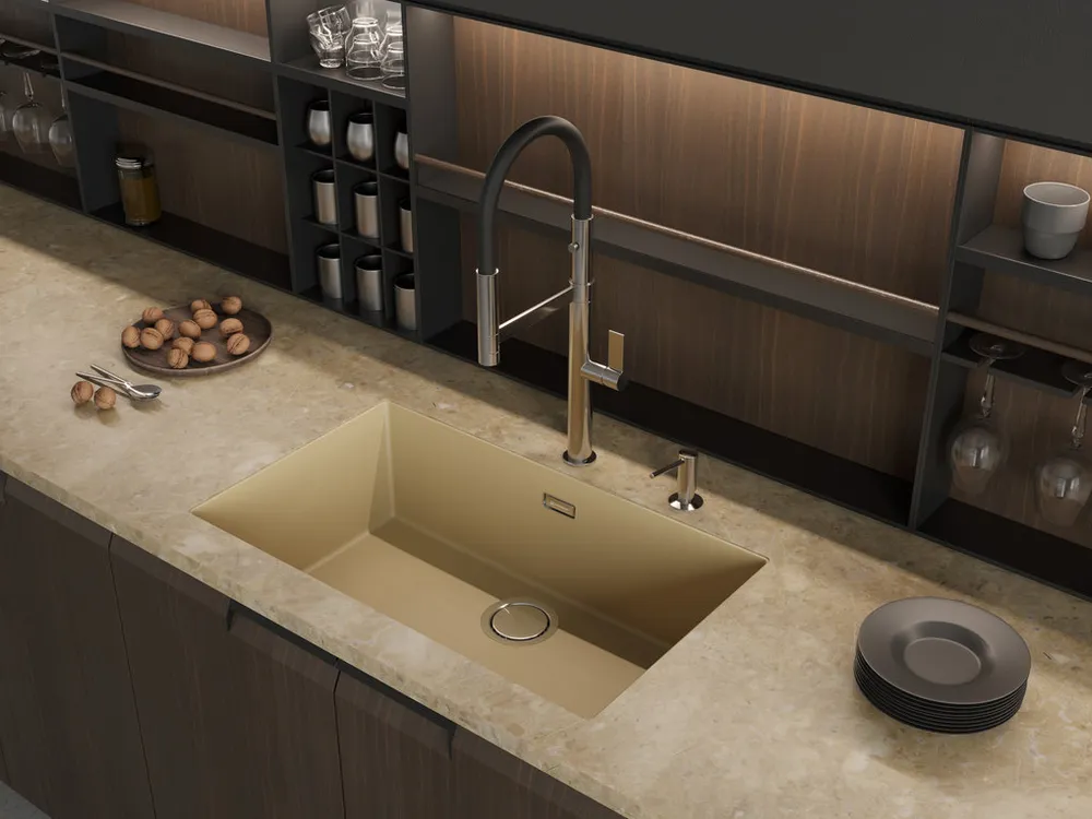 Детальное фото товара: Omoikiri Yamakawa 75T-U/I-PL, мойка, гранит, платина