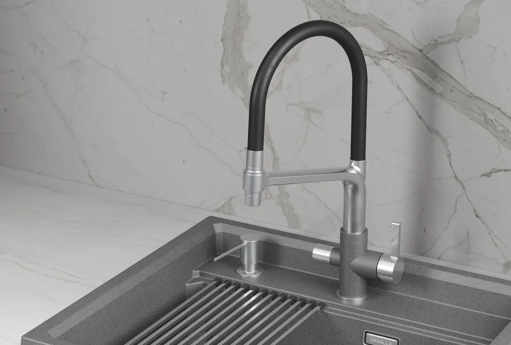 Детальное фото товара: GRANULA 5083 смеситель, нержавеющая сталь, графит