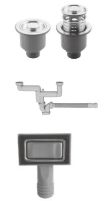 Фото товара: Rivelato 1115 S2B INOX сливная арматура для двухчашевых моек RINOX, нержавеющая сталь