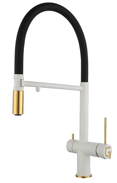 Детальное фото товара: Rivelato ADRIA 1523517 brina/oro, смеситель, гранит, иней/золото