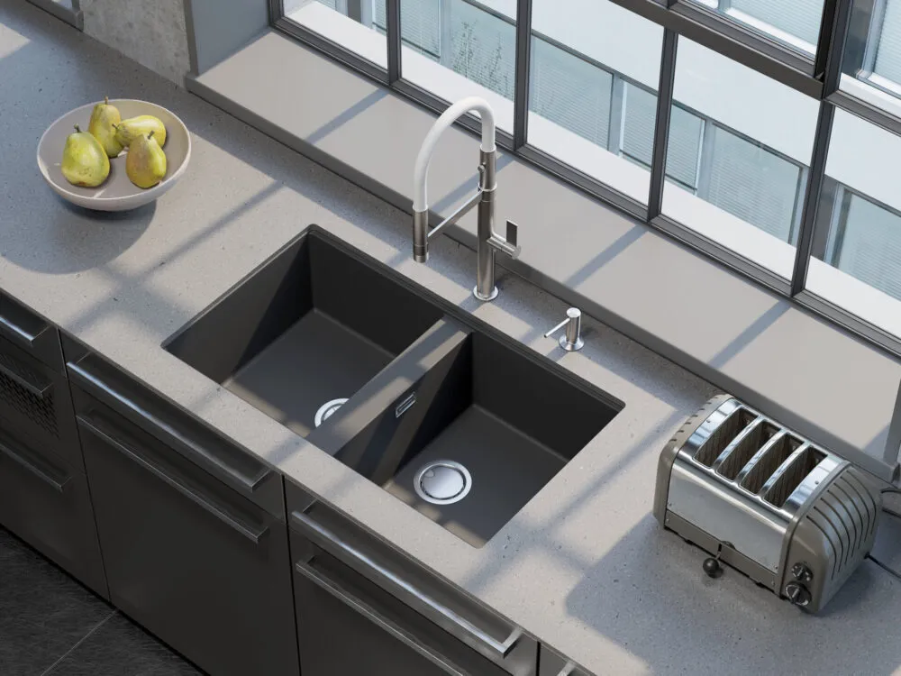 Детальное фото товара: Omoikiri Kitagawa 83-2-U-GB, мойка, керамика, графит