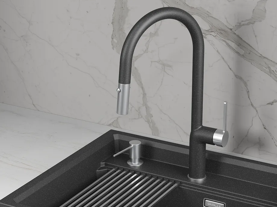 Детальное фото товара: GRANULA 9010 смеситель, гранит, черный