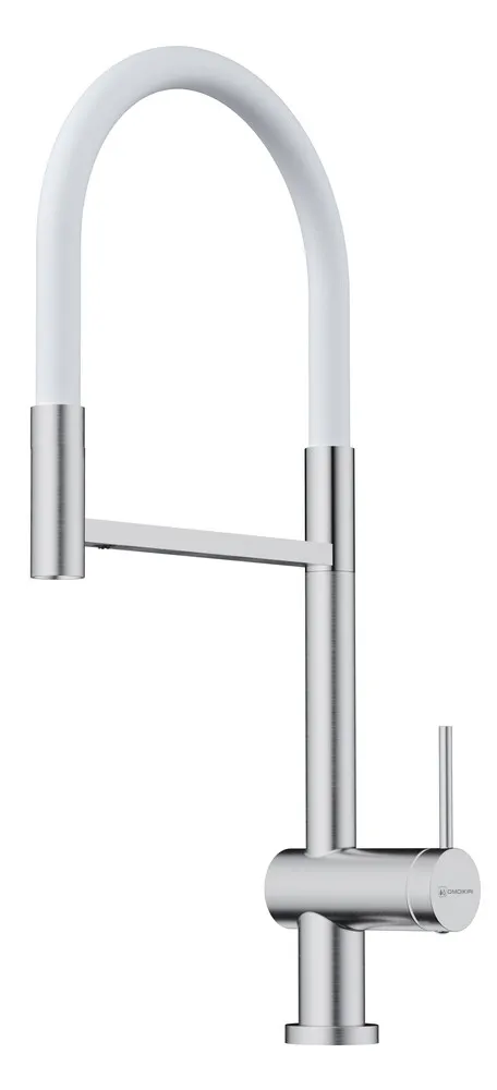 Фото товара: Omoikiri Kanto-2 Plus-SB BN-WH, смеситель, латунь, нержавеющая сталь/белый