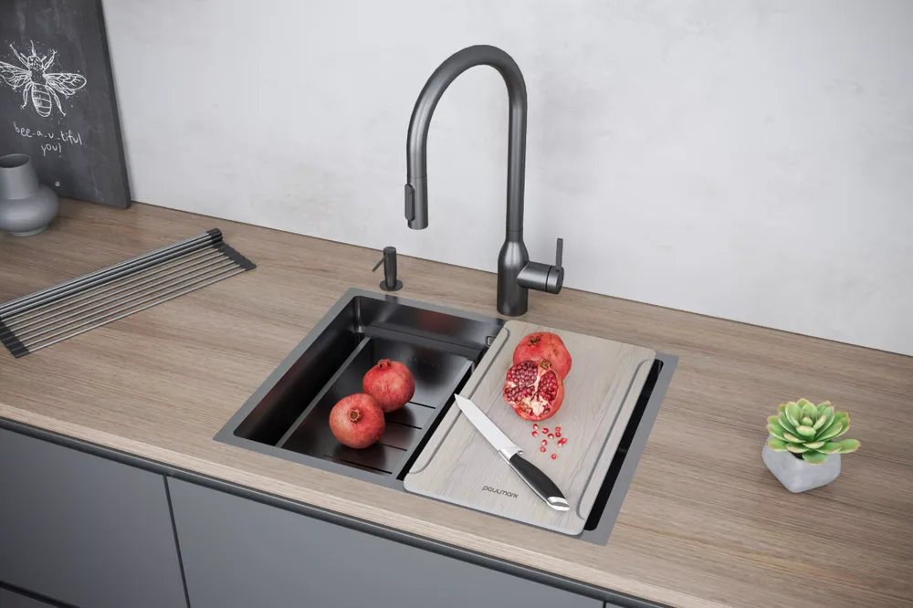 Детальное фото товара: Paulmark NEXT-MULTI SINK 58-L UNI, мойка, нержавеющая сталь, вороненая сталь