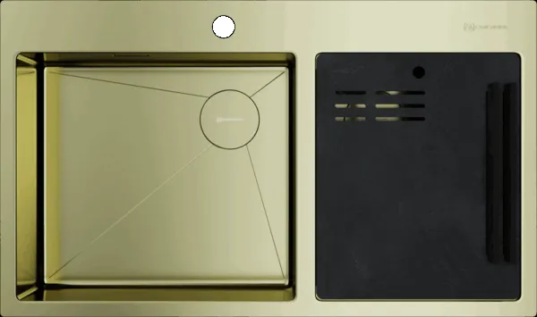 Детальное фото товара: Omoikiri Akisame 86-2 Side-LG, мойка, нержавеющая сталь/светлое золото