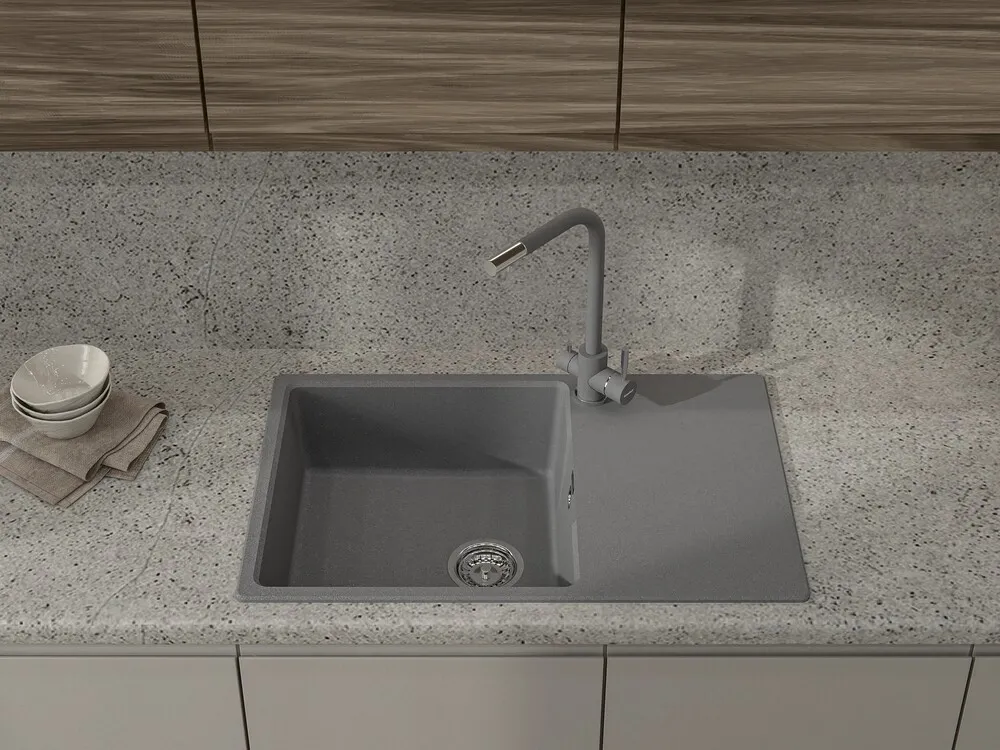 Детальное фото товара: GranFest URBAN 678L, мойка, гранит, темно-серый