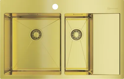 Детальное фото товара: Omoikiri Akisame 78-2-LG-L, мойка, нержавеющая сталь/светлое золото, чаша слева