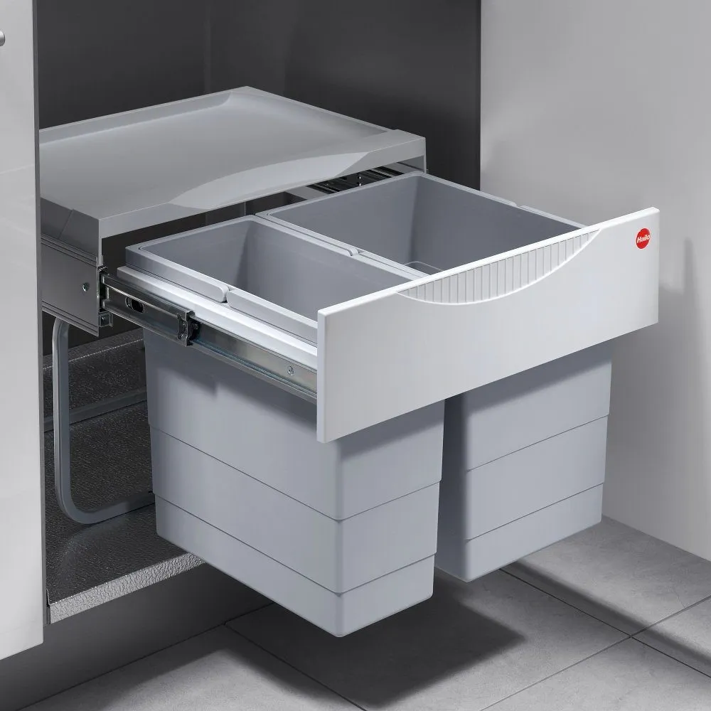 Фото товара: Hailo Space Saving выдвижная мусорная система с 2 ведрами 18 л и 12 л