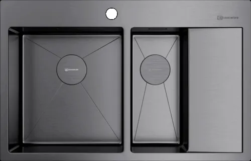 Фото товара: Omoikiri Akisame 78-2-GM-L, мойка, нержавеющая сталь/вороненая сталь, чаша слева