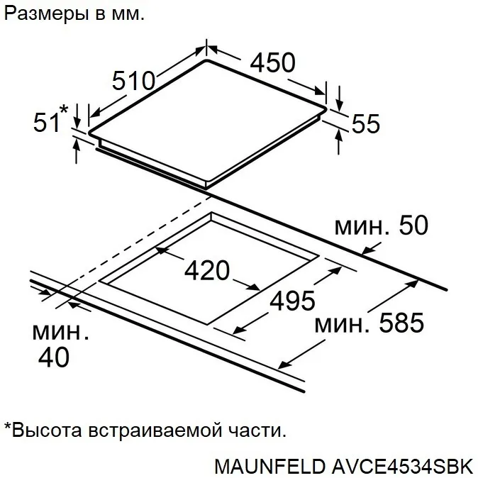 Детальное фото товара: Maunfeld AVCE4534SBK стеклокерамическая поверхность
