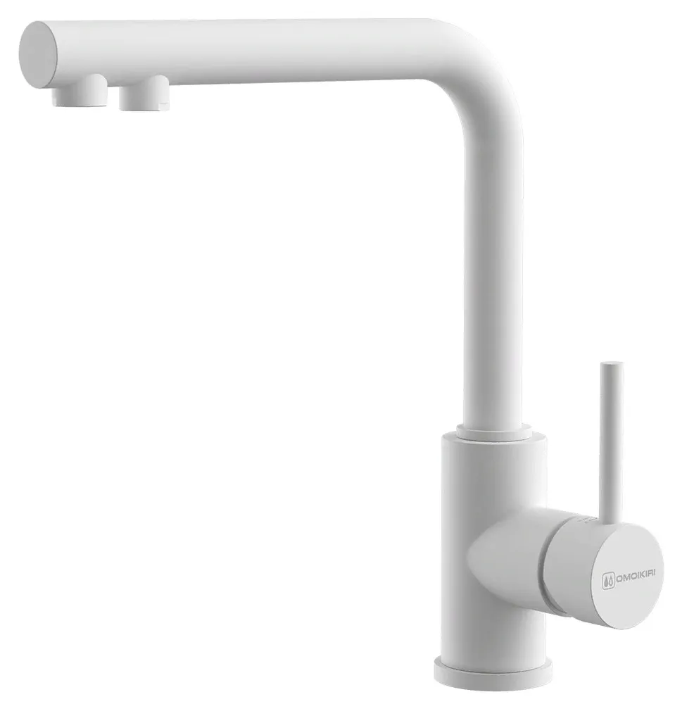 Фото товара: Omoikiri Nakagawa 2 Plus-WH, смеситель, гранит, белый