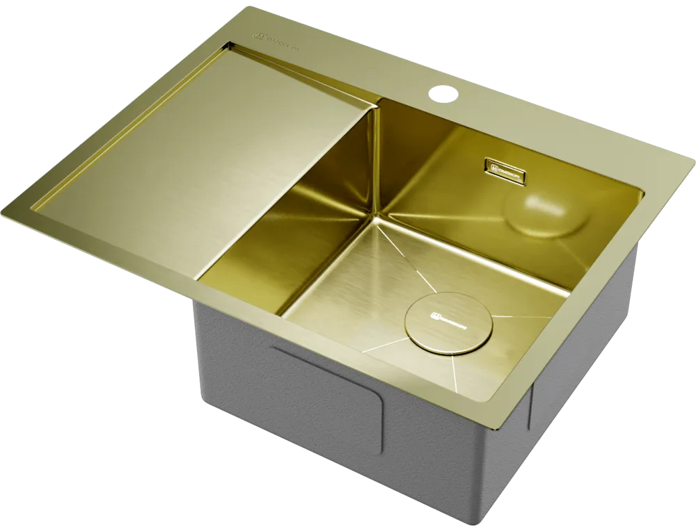 Детальное фото товара: Omoikiri Akisame 65-LG-R, мойка, нержавеющая сталь/светлое золото, чаша справа