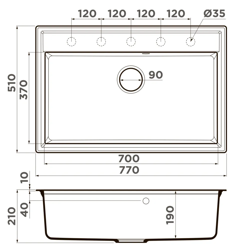 Детальное фото товара: Omoikiri Daisen 77-WH, мойка, гранит, белый