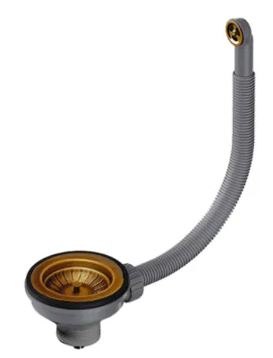 Фото товара: Omoikiri D-01-AB Перелив и выпуск со стоп-вентилем, античная латунь