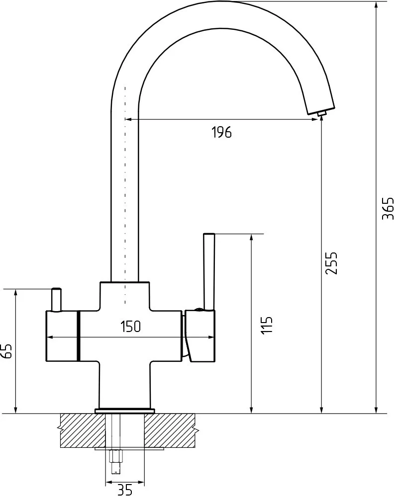 Детальное фото товара: GranFest GF-Z-5422, смеситель, гранит, песочный