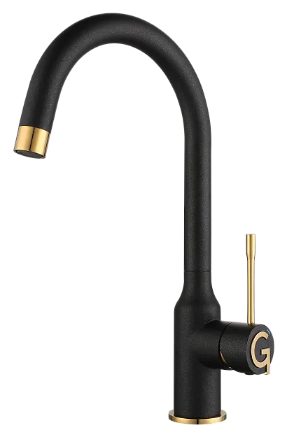 Фото товара: Rivelato GARDA 1923502 antracite/oro, смеситель, гранит, антрацит/золото