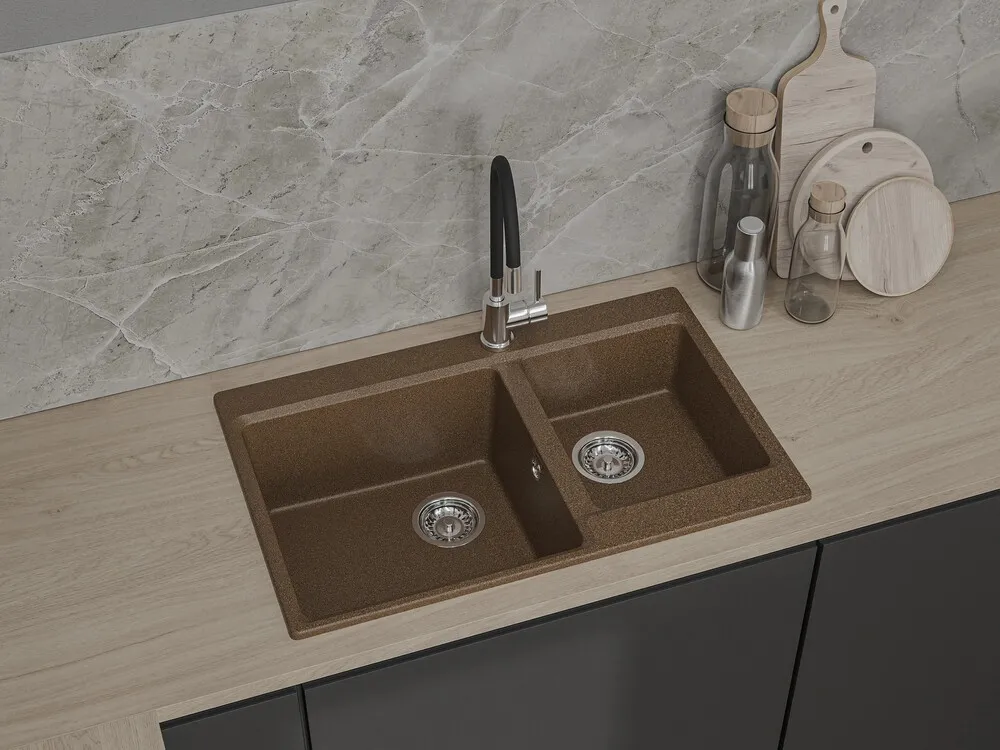 Детальное фото товара: GranFest LEVEL GF-LV-780K, мойка, мрамор, терракот