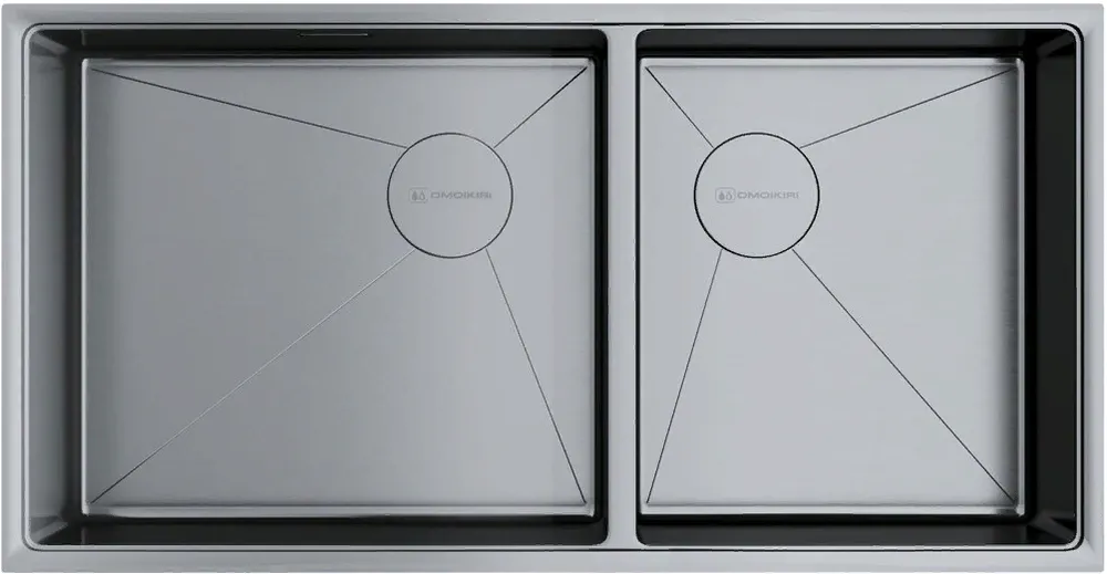 Детальное фото товара: Omoikiri Taki 85-2-LB-U/IF-IN Side, мойка, нержавеющая сталь