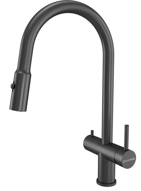 Детальное фото товара: KUCHENSTERN BRUNN-FS, смеситель, нержавеющая сталь, вороненая сталь