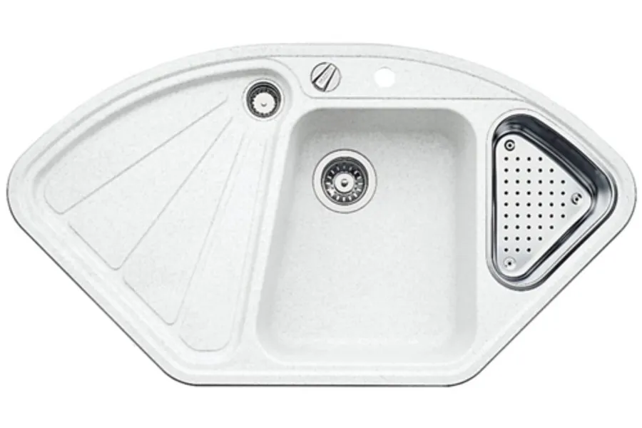 Детальное фото товара: Blanco Delta II-F, мойка, гранит, белый с клапаном-автоматом