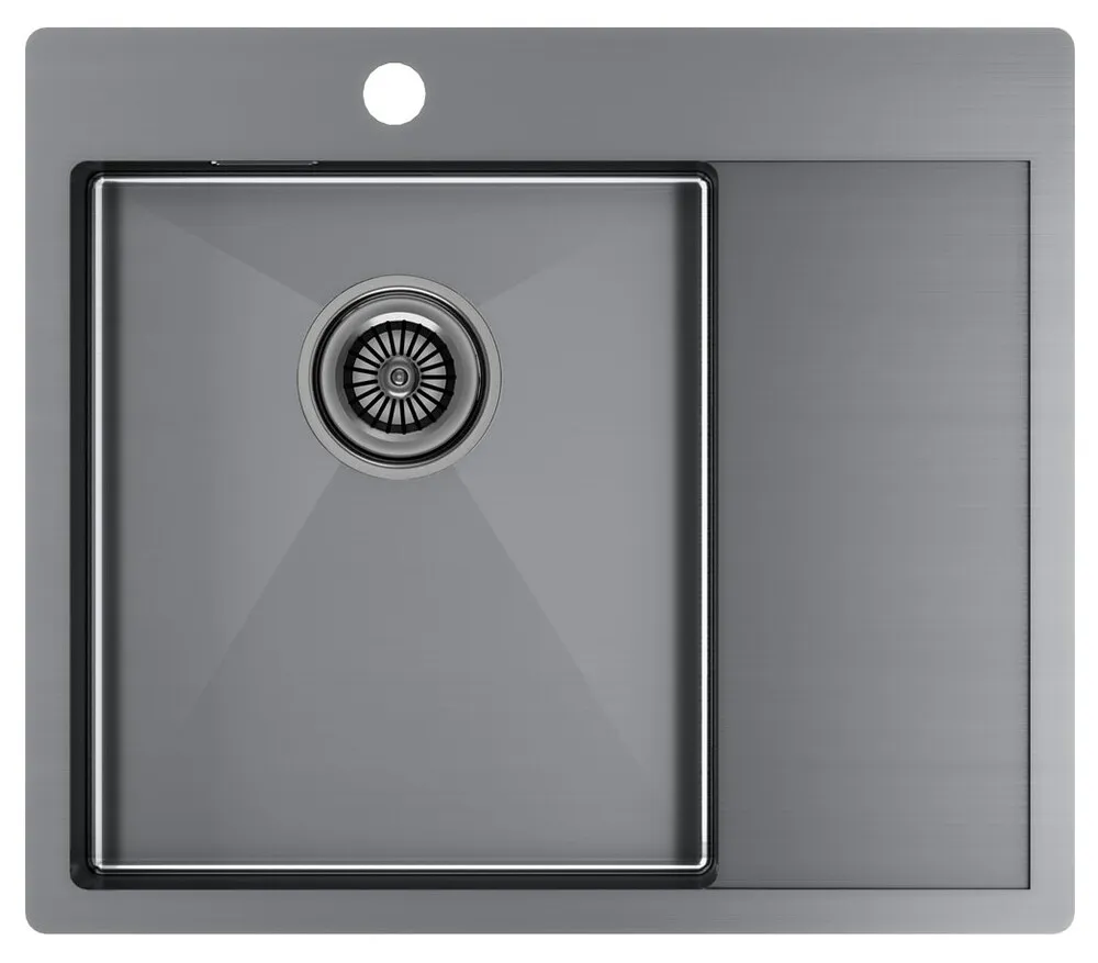 Детальное фото товара: Paulmark KRONER 59F, мойка, нержавеющая сталь, вороненая сталь, левая