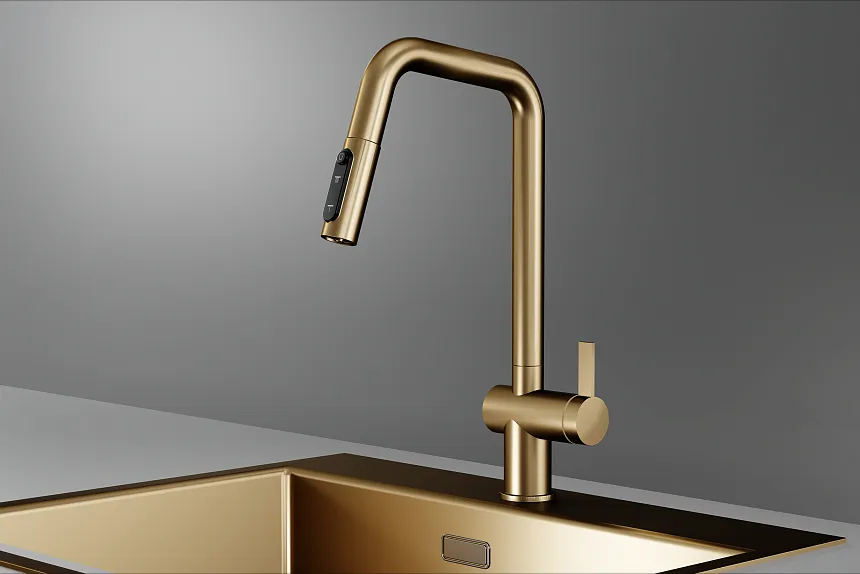 Детальное фото товара: GRANULA 7273 смеситель, золото сатин