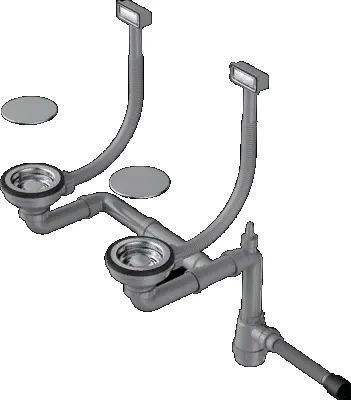 Фото товара: Omoikiri WK-2C-IN Арматура для двухчашевых моек с прямоугольными переливами, нержавеющая сталь