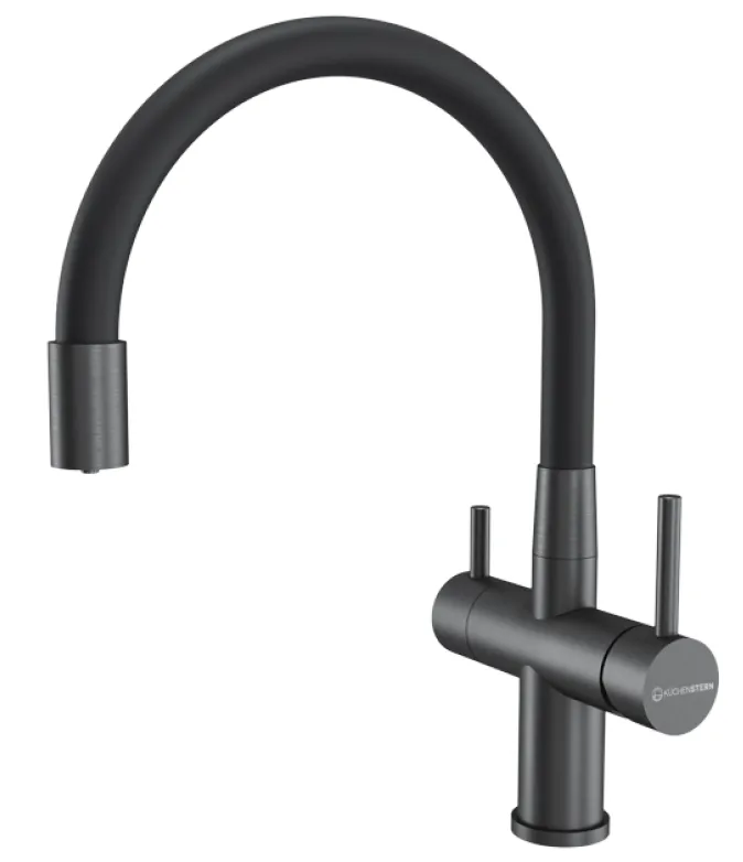 Фото товара: KUCHENSTERN WURM-FE, смеситель, нержавеющая сталь, вороненая сталь