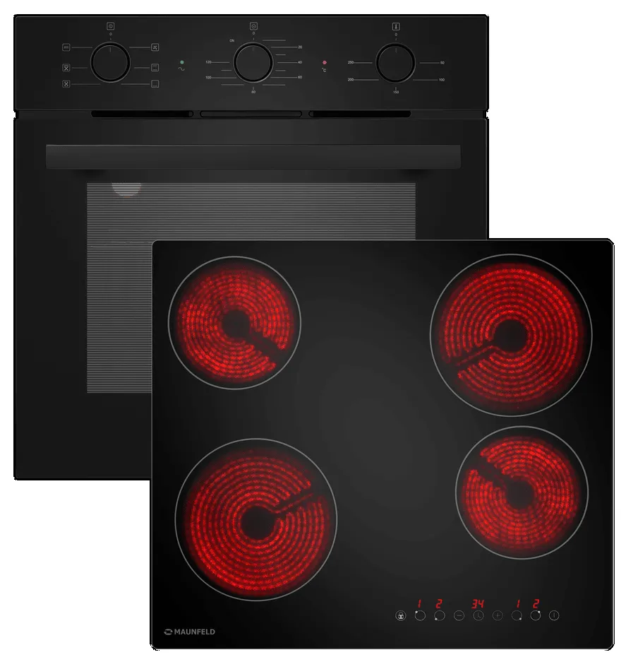 Фото товара: Maunfeld Basel (духовой шкаф AEOF6060B2 + варочная панель AVCE594STBK)