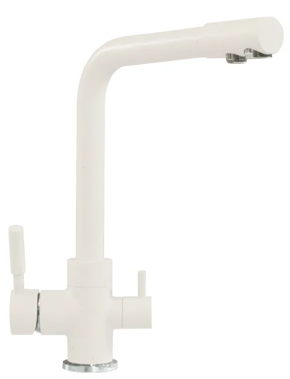 Фото товара: Polygran Высокий Дуо, смеситель, белый хлопок 36