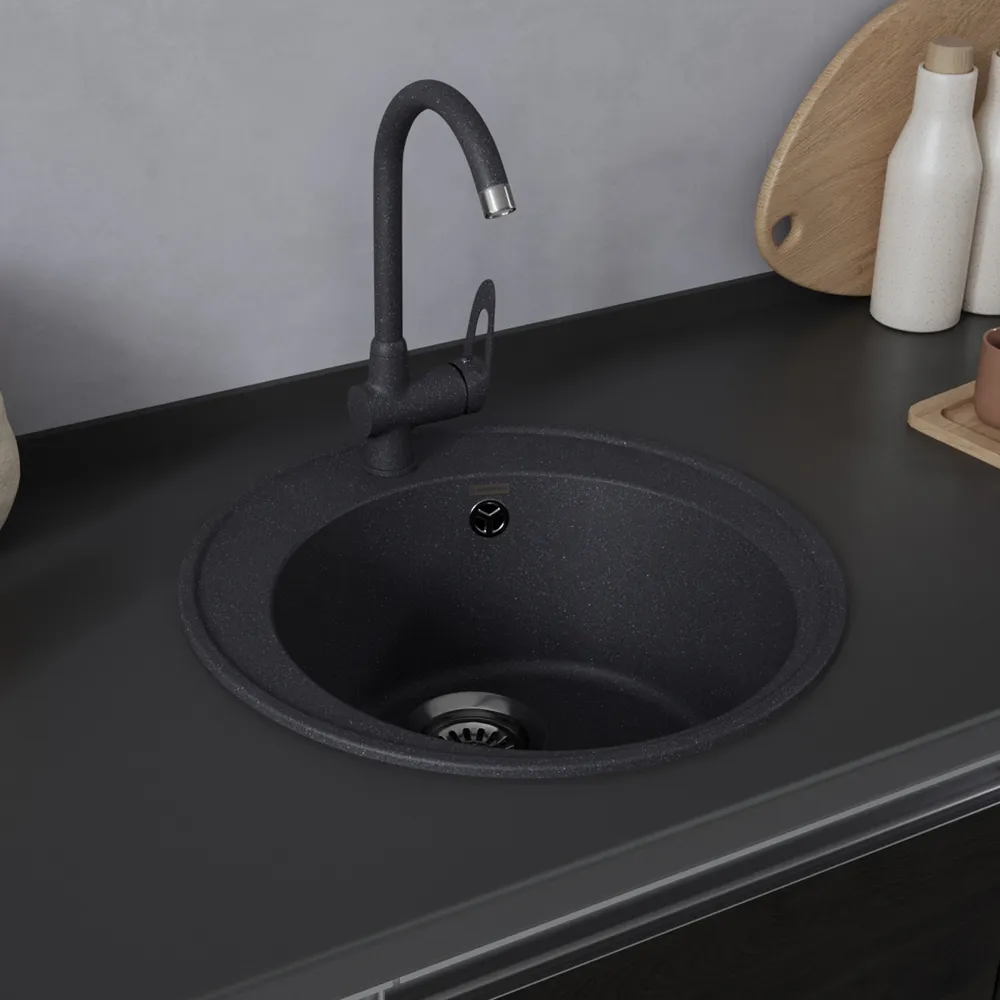 Детальное фото товара: Maunfeld Medusa 485 MFQS-485DGR, мойка, гранит, темно-серый