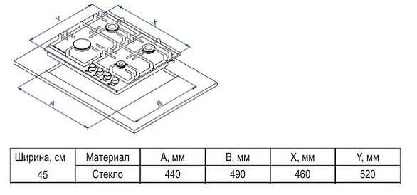 Детальное фото товара: Evelux HEG 450 X газовая поверхность