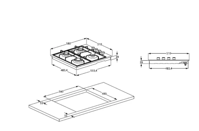 Детальное фото товара: Beko HIZG 64125 CR газовая поверхность