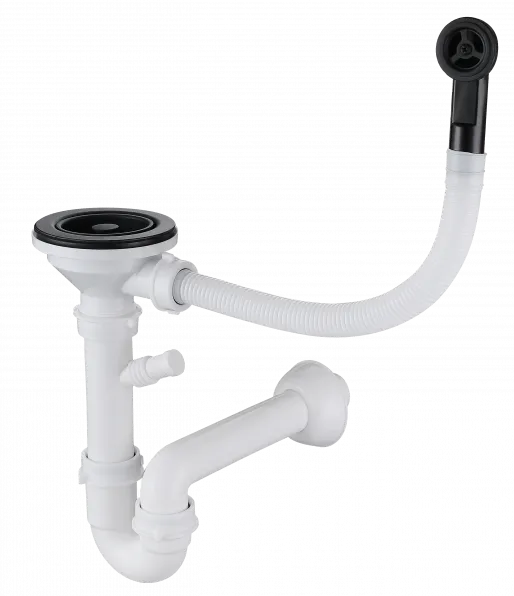 Фото товара: Rivelato 12PB2-P2A сливная арматура для одночашевых моек RINOX, черный