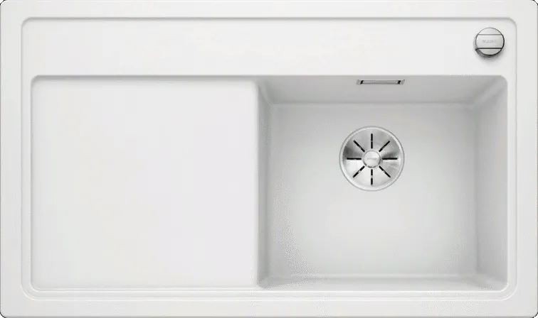 Фото товара: Blanco Zenar 45S, мойка, гранит, белый, с клапаном-автоматом, чаша справа