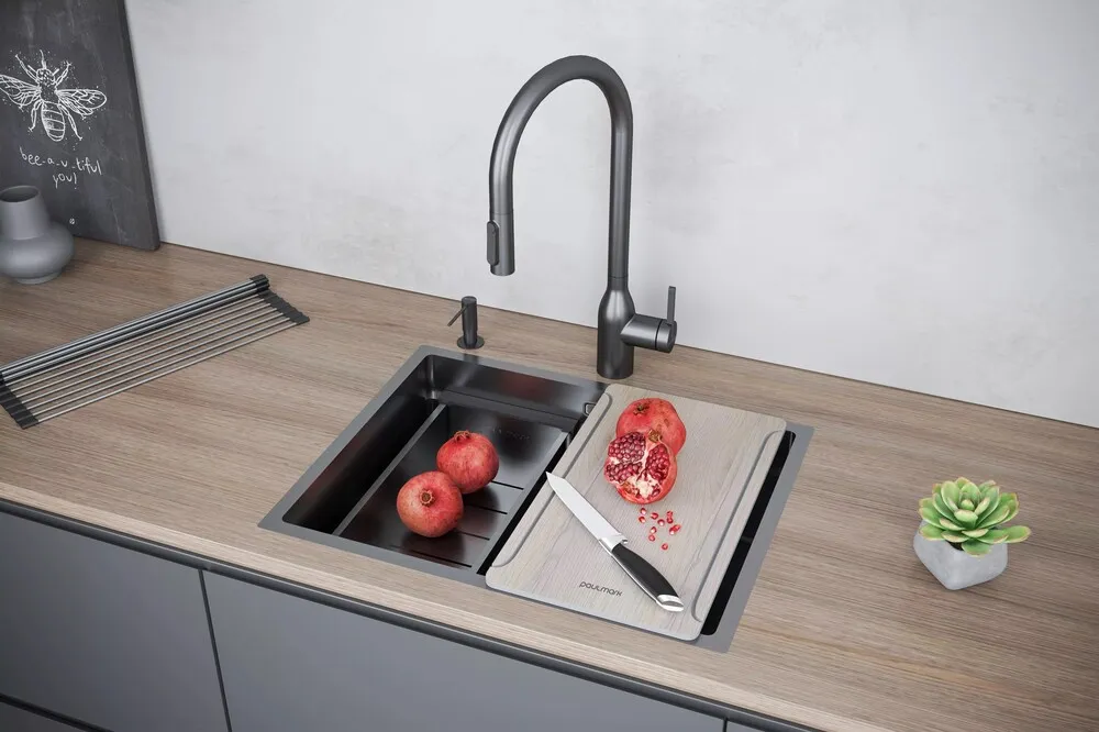 Детальное фото товара: Paulmark NEXT-MULTI SINK 58 UNI, мойка, нержавеющая сталь, вороненая сталь